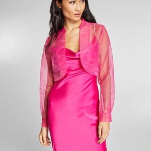 Jeannie Mai by Inc Medium Pink Sheer Organza Bolero Jacket NWOT Wedding Party